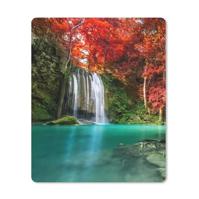 Produktbild von MuchoWow® Mauspad Mousepad Wasserfall - Baum - Rot - Herbst - Wasser 30x40 cm - Mousepads - Maus Mat - Pad - Mausunterlage - Mausmatten