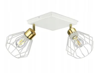 Produktbild von Luxolar Led Deckenleuchte 2 flammig aus Metal Draht Weiß-Gold im Edison-Stil E27 60W - Schwenkbar deckenlampe wohnzimmer