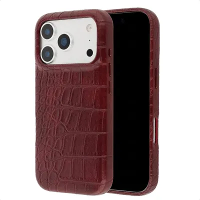 Image de Coque arrière Selencia Croco avec MagSafe pour l'iPhone 17 Pro Max d'Apple - Bordeaux