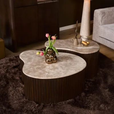 Produktbild von Starfurn Couchtisch Nomi, brauner Marmor, 70 cm