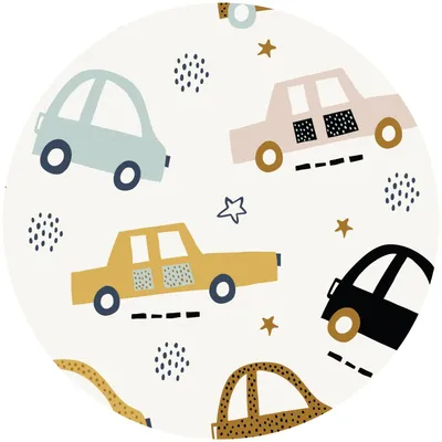 Produktbild von Sticker Kreis für Jungen kleine AUTOS skandinavischer Stil Wanddeko Wandtatoo Aufkleber Kindermotive 100 cm x 100 cm