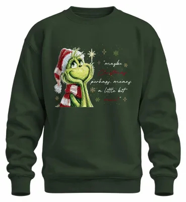 Obrázek produktu pro Grinch, Santa, dárek, Vánoce, svetr s potiskem, Vánoční motiv, mikina, zelená barva, velikost S