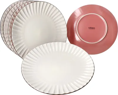 Produktbild von Mäser OSITA Rose 6x Speiseteller rosa creme Steingut Geschirr Ess-Teller Platte