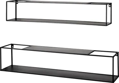 Produktbild von HAKU Möbel Wandregal 2er Set schwarz - Metall, B/H/T: 85/95x17/20x17/20 cm