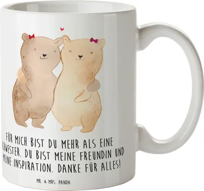 Produktbild von Mr. & Mrs. Panda Tasse Meine Schwester - Weiß - Geschenk, Teetasse, Aufmerksamkeit, Dankeschön, Pott, Danke, Familie, Bedanken, Becher, sagen, wertvolle Beziehung