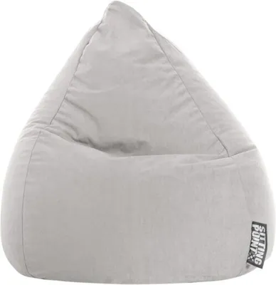 A light gray beanbag chair is shown against a white background.