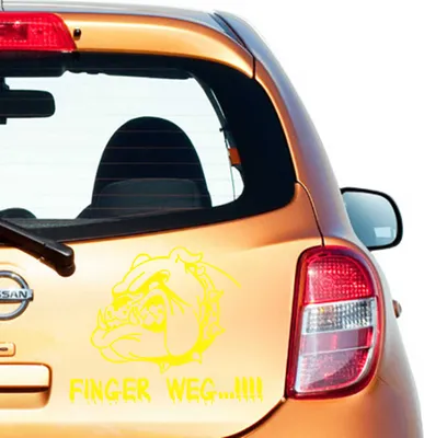 Produktbild von Aufkleber - Autoaufkleber "Finger Weg!" 60cm x 73cm gelb - Tuning Carystyling Heckscheibe Auto
