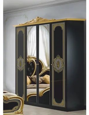 Immagine prodotto di Casa Padrino armadio barocco per camera da letto nero / oro 177 cm - Mobili barocchi per camera da letto