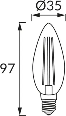 Produktbild von Ampulle LED E14 C35 4W Glühfaden - Blanc Chaud 2300K - 3500K
