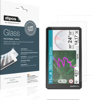 Produktbild von 2x Schutzfolie für Garmin zumo XT3 6 Zoll matt - Anti-Shock 9H Folie dipos Glass Kunststoffglas