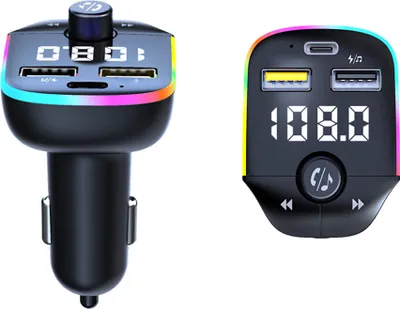 Image de Transmetteur Fm voiture Bluetooth-compatible Connexion mains libres sans fil Kit stéréo Mp3 Lecteur de musique Chargeur Usb Noir