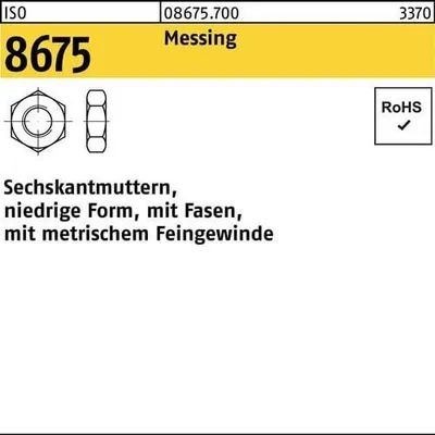 Produktbild von Reyher  Sechskantmu. mit Fasen ISO 8675 Messing M 10 x 1 Ms (100 Stück)