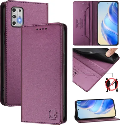 Produktbild von Lederhülle für Motorola Moto G Stylus 2021 4G Hülle Flip Brieftasche Kartenfächern Ständer Schutzhülle Lila