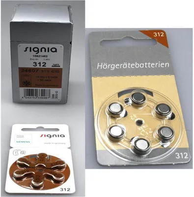 Obrázek produktu pro Baterie do naslouchátek Siemens/Signia 312, 60 kusů + 12 testovacích baterií od Hörex Basic