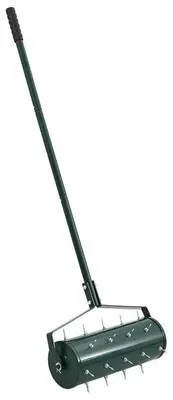 Produktbild von Rasenlüfter - Handgezogene Rasenwalze Aerator - 128 x 38 cm - Robuster Stahl - Belüftungskrallen - Armeegrün