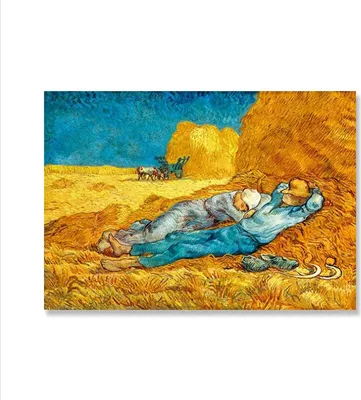 Produktbild von TPFLiving Kunstdruck LW-509 (OHNE RAHMEN) Poster - Leinwand - Wandbild - Hochauflösender Giclée-Druck, langlebig und hochwertig - Vincent Van Gogh - Die Mittagsruhe, 1890 -  - Größe: 90x130cm