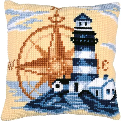 Produktbild von Kreuzstich-Set von Vervaco, Kissen "Marine", 40x40 cm