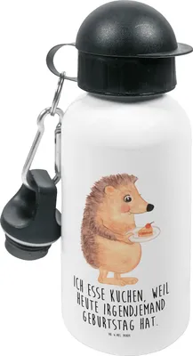 Produktbild von Mr. & Mrs. Panda Trinkflasche Igel Kuchenstück - Weiß - Geschenk, Torte, Geburtstagskuchen, Kindergarten, Kuchen, für den, Wasserflasche, Kinder, Lustige Sprüche, Backen