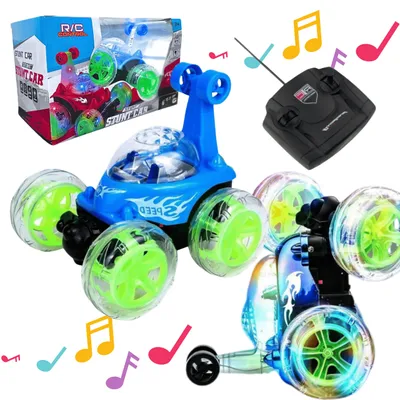 Obrázok produktu pre Modré akrobatické auto Twister 360 s diaľkovým ovládaním a hudbou pre deti