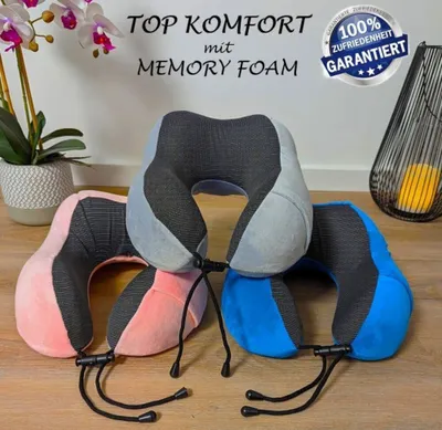 Produktbild von Nackenhörnchen PREMIUM Pink Memory Foam Hörnchen Nackenkissen Reisekissen Kissen
