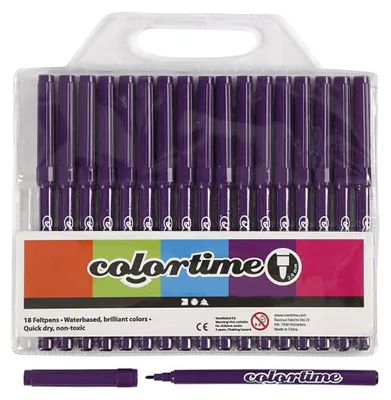 Produktbild von Colortime Filzstifte, Strichstärke: 2 mm, Lila, 18Stck.