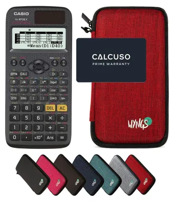 Produktbild von Casio fx-87DE X ClassWiz inkl. WYNGS Schutztasche Rot - Wissenschaftlicher Taschenrechner - Basic Set