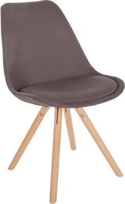 Produktbild von CLP Besucherstuhl Esszimmerstuhl Sofia mit Stoffbezug und hochwertiger Polsterung taupe Gestell Farbe natur (rund)