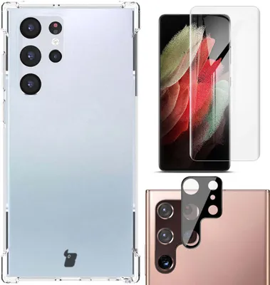 Produktbild von Etui + 2x folia + obiektyw Bizon Case Clear Pack do Galaxy S22 Ultra, przezroczyste