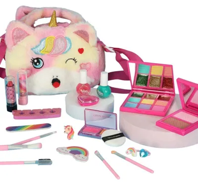 Immagine prodotto di KIK KX3051 Borsa cosmetica in peluche con motivo a unicorno per bambine
