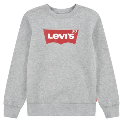 Imagen del producto de Levi's Kids - Sudadera de cuello redondo con mangas murciélago, para niños, color gris jaspeado, talla 5 años