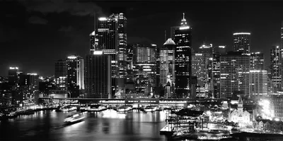 Produktbild von Tulup® Leinwandbild - 120x60 cm - Wandkunst - Drucke auf Leinwand - Leinwanddruck - Sehenswürdigkeiten & Architektur - Schwarzweiß - Sydney bei Nacht