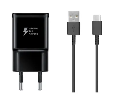 Image de Samsung EP-TA200EBE Chargeur de voyage authentique + câble USB-C Noir
