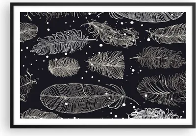 Produktbild von Gerahmtes Poster - Schwarzer Rahmen - Federn Grafiken Gliederung - 91,5x61 cm - Wand Bild - Wanddeko - Wandbilder - Wandposter - Bilderrahmen - Bilder - Kunstdruck - Wandbild - P2BAA91x61-4244