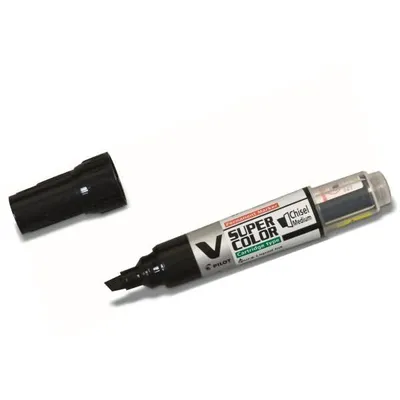 Obrázek produktu pro PILOT 357145 Permanentní popisovač PILOT V SUPER COLOR, klínový hrot, černý