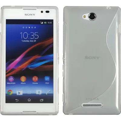 Produktbild von PhoneNatic Case kompatibel mit Sony Xperia C - grau Silikon Hülle S-Style + 2 Schutzfolien