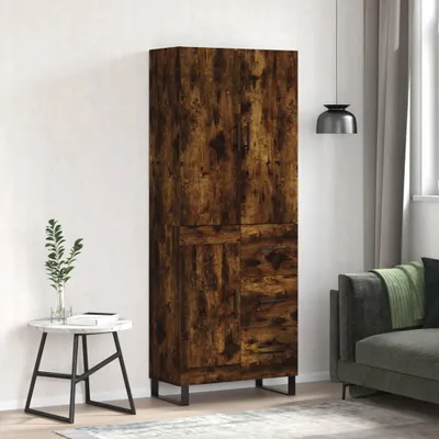 Zdjęcie produktu dla vidaXL Highboard dąb wędzony 69,5x34x180 cm materiał drewnopochodny