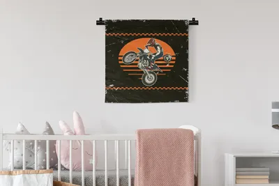 Produktbild von MuchoWow® Wandteppich Wandbehang Jahrgang - Motorrad - Design 60x60 cm Tapisserie Dekoration Wandtuch - Dekorationen - Wand Decke