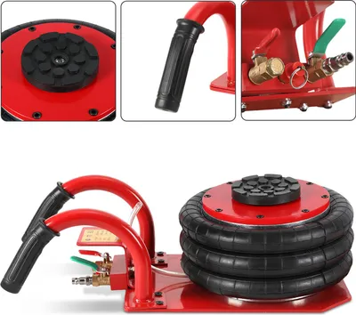 Obrázek produktu pro Izrielar pneumatický zvedák na auto 3T (6600 lbs) - 3 airbagy + ergonomická rukojeť, výška zdvihu 150-400 mm, pro auto/dílnu/garáž červená barva