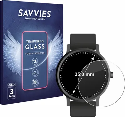 Produktbild von 3x Savvies Schutzglas für Kreisrunde Displays (ø: 35 mm) Displayschutz 9H Glas klar transparent