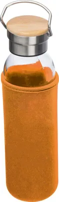 Produktbild von Flasche aus Glas mit Neoprenüberzug / 600ml / Neoprenfarbe: orange