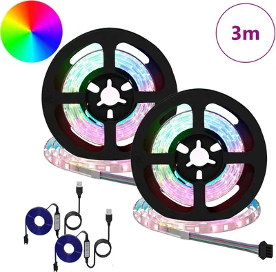 Immagine prodotto di vidaXL Strisce LED, 2 pezzi, nere e trasparenti