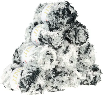 500g Strick-Garn Jino Kuschelgarn Plüschgarn by VLNIKA schwarz-weiß-grau