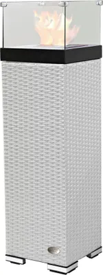 Produktbild von Feuersäule Weiss 120 cm hoch, 33x33 cm, mit 4 Glasscheiben, für Innen & Aussen, Ethanol