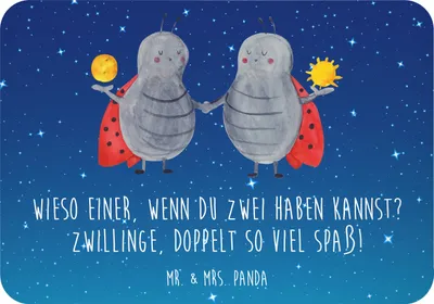 Produktbild von Mr. & Mrs. Panda magnet Zwillinge Spaß - Sternenhimmel Blau - Geschenk, haftmagnet, Geburtstagsgeschenk, whiteboardmagnet, Pinnwandmagnet, rechteckmagnet, Sternzeichen