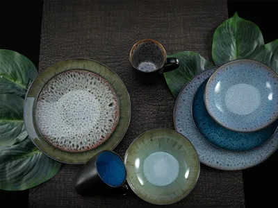 Produktbild von CreaTable, 23629, Serie BALI - Reaktivglasuren, Geschirrset, Kombiservice 16 teilig
