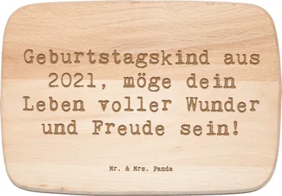 Produktbild von Mr. & Mrs. Panda Schneidebrett Spruch 2021 Geburtstag - Transparent - Geschenk, schneidbrett, Happy Birthday, Holzbrett, Geburtsjahr, Geburtstagsgruß, Frühstücksbrett