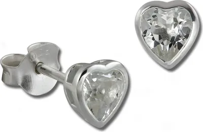 Produktbild von SilberDream Ohrstecker Damen 925 Silber weiß Herz Zirkonia Ohrringe SDO8507W