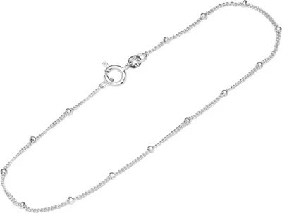 Produktbild von Armband 925 Sterling Silber 19cm Panzerkette mit Kugeln Damen Armkette fein fein