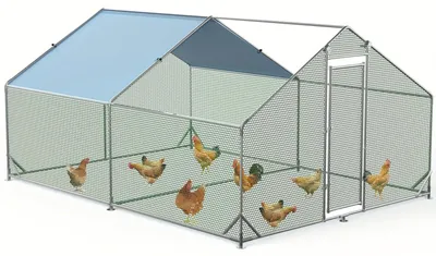 Produktbild von Großer, metallener Hühnerstall für den Außenbereich – Wetterfester Tierstall für Hühner, Enten und Kaninchen
