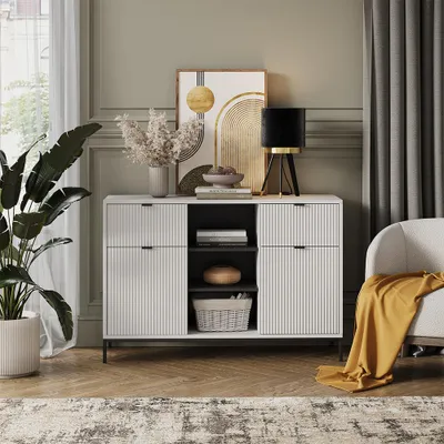 Obrázek produktu pro Kredenc Vicco Eliza Bílá 120 x 81.2 cm se 2 zásuvkami a 2 dvířky, Model 56448